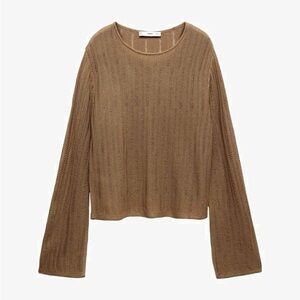 Mango Tierra‎ Jumper Brown Long Sleeve Knit Top